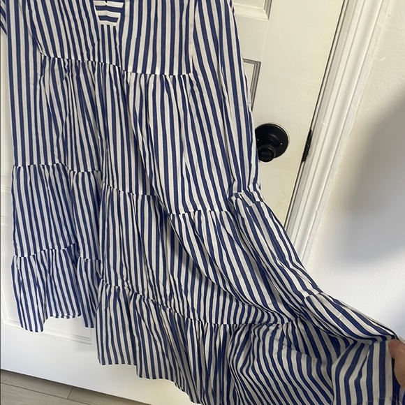 Pomander Place Kenzo Blue and White Striped Poplin Dress Size XL - Picture 8 of 12